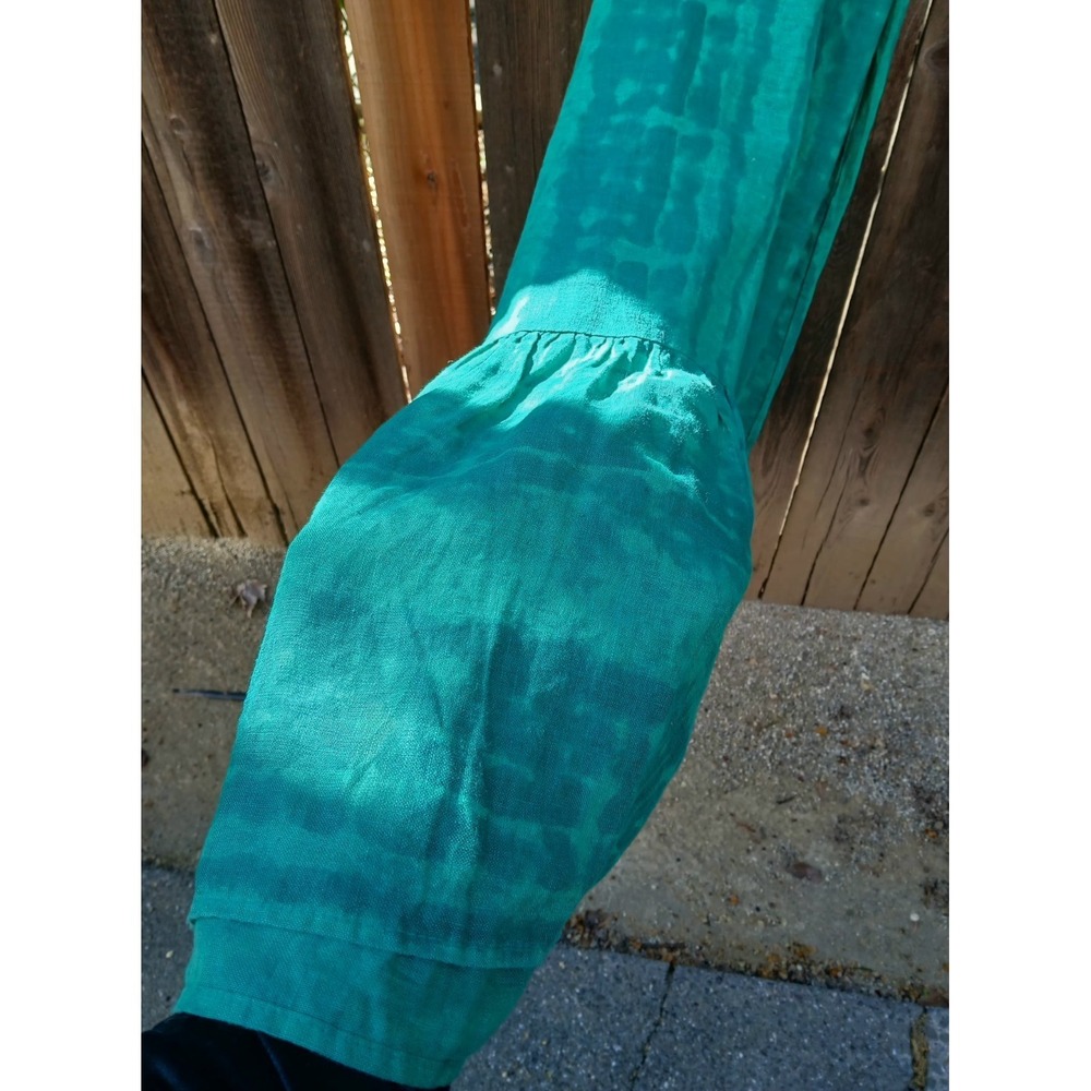 Allegra Masetti Emerald Green Maxi Boho Sleeveless Dress Italy 100% Linen L - Picture 8 of 8